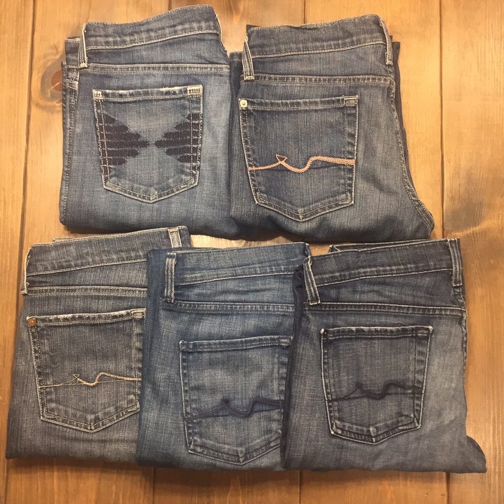 5 pair: 7 For All Mankind Jeans